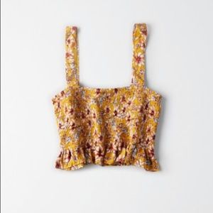 American Eagle Printed Smocked Crop Top